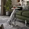 Art Deco 33 cm Round Silver Panther Figurine End Table with Tray Top