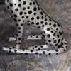 Art Deco 33 cm Round Silver Panther Figurine End Table with Tray Top