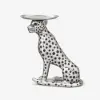 Art Deco 33 cm Round Silver Panther Figurine End Table with Tray Top