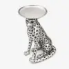 Art Deco 33 cm Round Silver Panther Figurine End Table with Tray Top