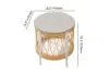 Ropipe 470mm Round Outdoor Side Table with Storage Patio Weave Rope End Table in Khaki