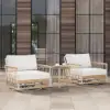 Ropipe 470mm Round Outdoor Side Table with Storage Patio Weave Rope End Table in Khaki
