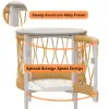 Ropipe 470mm Round Outdoor Side Table with Storage Patio Weave Rope End Table in Khaki