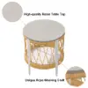 Ropipe 470mm Round Outdoor Side Table with Storage Patio Weave Rope End Table in Khaki
