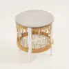 Ropipe 470mm Round Outdoor Side Table with Storage Patio Weave Rope End Table in Khaki