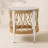 Ropipe 470mm Round Outdoor Side Table with Storage Patio Weave Rope End Table in Khaki