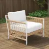 3 Pieces Aluminum & Weave Rope Outdoor Swivel Sofa Set with Side Table in Khaki for 2