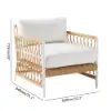 3 Pieces Aluminum & Weave Rope Outdoor Swivel Sofa Set with Side Table in Khaki for 2