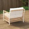 3 Pieces Aluminum & Weave Rope Outdoor Swivel Sofa Set with Side Table in Khaki for 2