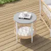 3 Pieces Aluminum & Weave Rope Outdoor Swivel Sofa Set with Side Table in Khaki for 2