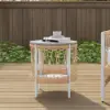 3 Pieces Aluminum & Weave Rope Outdoor Swivel Sofa Set with Side Table in Khaki for 2