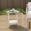 3 Pieces Aluminum & Weave Rope Outdoor Swivel Sofa Set with Side Table in Khaki for 2