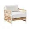 3 Pieces Aluminum & Weave Rope Outdoor Swivel Sofa Set with Side Table in Khaki for 2