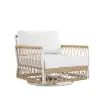 3 Pieces Aluminum & Weave Rope Outdoor Swivel Sofa Set with Side Table in Khaki for 2