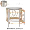 3 Pieces Aluminum & Weave Rope Outdoor Swivel Sofa Set with Side Table in Khaki for 2
