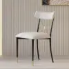 White Boucle Dining Chair Upholstered Cross Back Curved Side Chair
