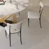 White Boucle Dining Chair Upholstered Cross Back Curved Side Chair