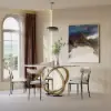 White Boucle Dining Chair Upholstered Cross Back Curved Side Chair