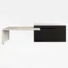 Modern 205 - 270 cm Extendable Marble Pattern Kitchen Island with Doors & Drawers, Black – White