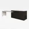 Modern 205 - 270 cm Extendable Marble Pattern Kitchen Island with Doors & Drawers, Black – White