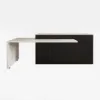 Modern 205 - 270 cm Extendable Marble Pattern Kitchen Island with Doors & Drawers, Black – White