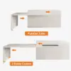 Modern 205 - 270 cm Extendable Marble Pattern Kitchen Island with Doors & Drawers, White – Lsland Top
