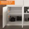 Modern 205 - 270 cm Extendable Marble Pattern Kitchen Island with Doors & Drawers, White – Lsland Top