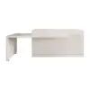 Modern 205 - 270 cm Extendable Marble Pattern Kitchen Island with Doors & Drawers, White – Lsland Top