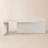 Modern 205 - 270 cm Extendable Marble Pattern Kitchen Island with Doors & Drawers, White – Lsland Top
