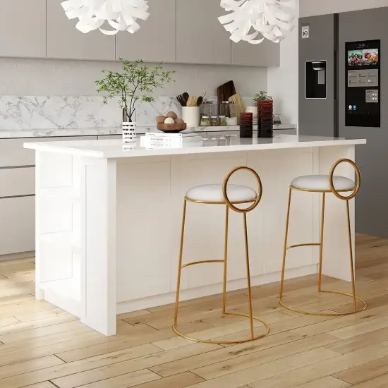 Modern 180 cm Sintered Stone Kitchen Island with Drawers & Cabinets, White