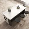 Modern 180 cm Sintered Stone Kitchen Island with Drawers & Cabinets, White & Black