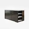 Modern 180 cm Sintered Stone Kitchen Island with Drawers & Cabinets, White & Black