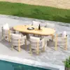 Costra 7-Piece Outdoor Rope Weave & Aluminum Extendable Dining Set with 6 Chairs in Ivory