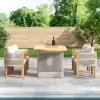Costra 7-Piece Outdoor Rope Weave & Aluminum Extendable Dining Set with 6 Chairs in Ivory