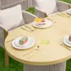 Costra 7-Piece Outdoor Rope Weave & Aluminum Extendable Dining Set with 6 Chairs in Ivory