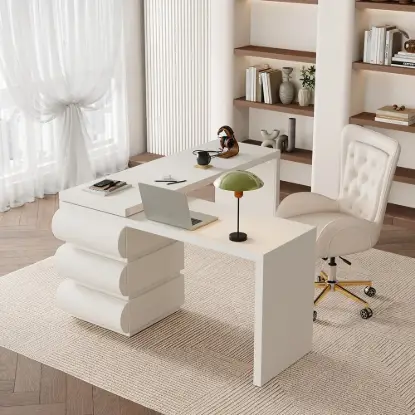 Humply Modern Minimalist Style L Shaped Desk Solid 150 cm Executive Office Desk