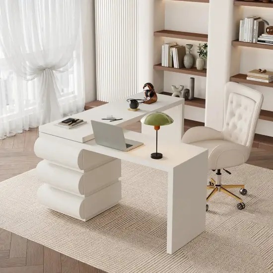 Humply Modern Minimalist Style L Shaped Desk Solid 150 cm Executive Office Desk