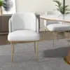 Linenic 4-Piece White Dining Chair Modern Cotton&Linen Upholstered Side Chair in Gold