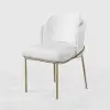 Linenic 4-Piece White Dining Chair Modern Cotton&Linen Upholstered Side Chair in Gold