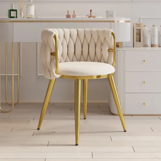 Sweave Off-White Velvet Dining Chair with Upholstered, 4 Pieces
