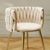 Sweave Off-White Velvet Dining Chair with Upholstered, 4 Pieces