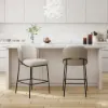 Linenic Light Grey PU Leather Bar Stool with Upholstered, 4 Pieces