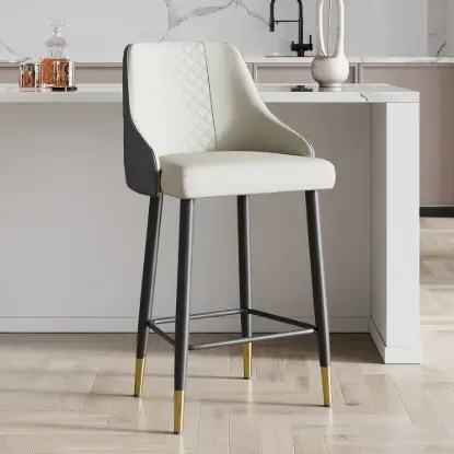 Diamic Grey PU Leather Counter Stool with Upholstered, 4 Pieces