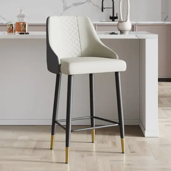 Diamic Grey PU Leather Counter Stool with Upholstered, 4 Pieces