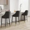 Diamic Grey PU Leather Counter Stool with Upholstered, 4 Pieces