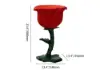 Modern Small End Table Red Resin Rose Sculpture Cute Pedestal Side Table with Tray