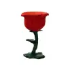 Modern Small End Table Red Resin Rose Sculpture Cute Pedestal Side Table with Tray