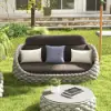 Picture of Cocaro 3 Seater Woven Outdoor Sofa Patio Couch in Gray Cushion & Pillow Included