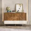 Wovent 1520mm Mid-Century Modern Walnut Sideboard Wood Kitchen Buffet with Storage