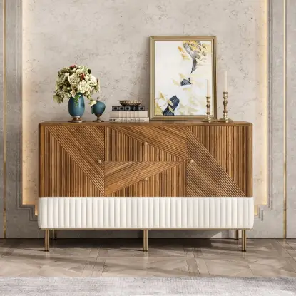 Wovent 1520mm Mid-Century Modern Walnut Sideboard Wood Kitchen Buffet with Storage